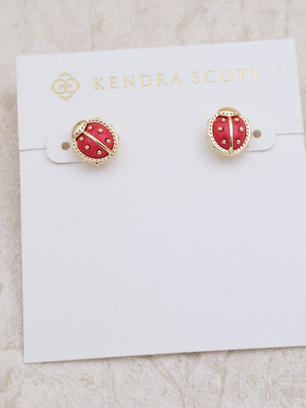 Kendra Scott Ladybug Red Vermillion Stud Earrings Gold